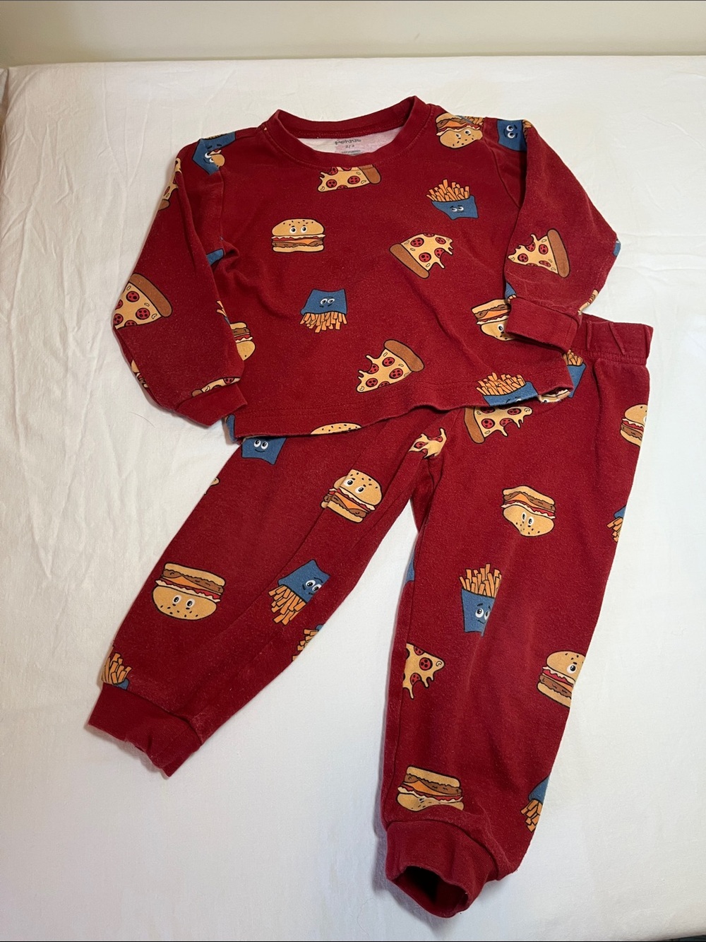 2T / 3T Kids Red Food Print Pajama Set